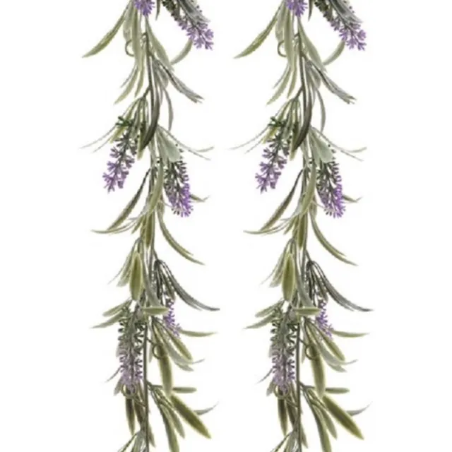 Decoris Lavendel kunsttak kunstplanten slinger 180 cm - 2x - Kunstplanten/kunsttakken Paars