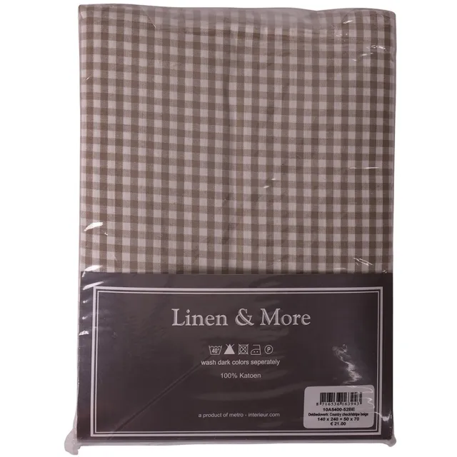 Linen & More Country Ch/Str - sierkussen - beige geruit vierkant