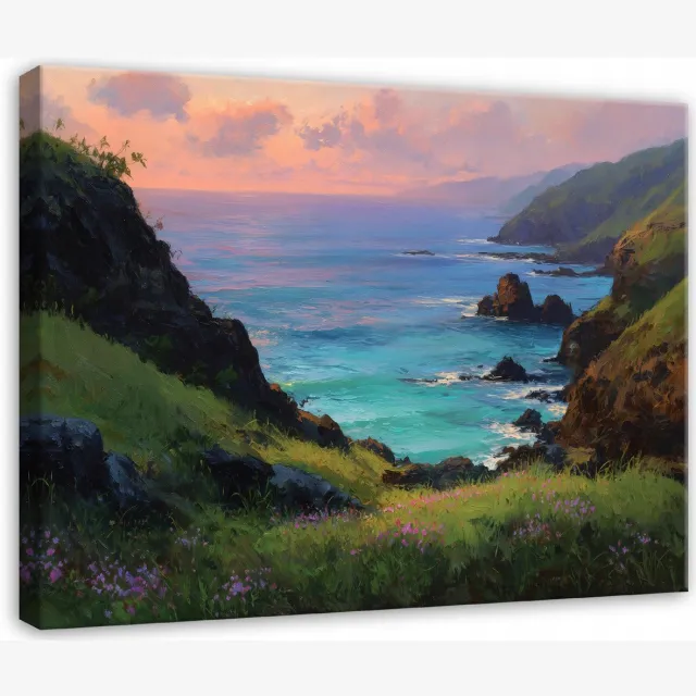 WALLARENA Schilderij op canvas - 40x30 cm - oceaan en natuur landschap - wanddecoratie woonkamer en slaapkamer Veelkleurig