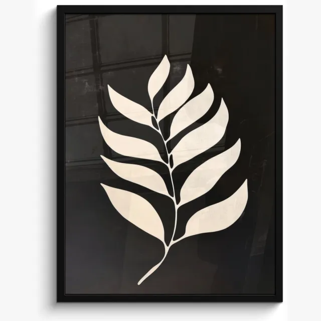 FrameYourWall Poster in lijst - Fotolijst 50x70 cm - Posters - Blad - Wit - Minimalistisch - Posterlijst zwart - Decoratie - Wanddecoratie woonkamer - Muurdecoratie slaapkamer Blad - Minimalistisch