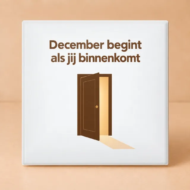 Bedruk King Moderne typografische Decembermodus Tegel – Stijlvolle statement poster voor gezelligheids- en winterliefhebbers - 15 x 15 cm Wit