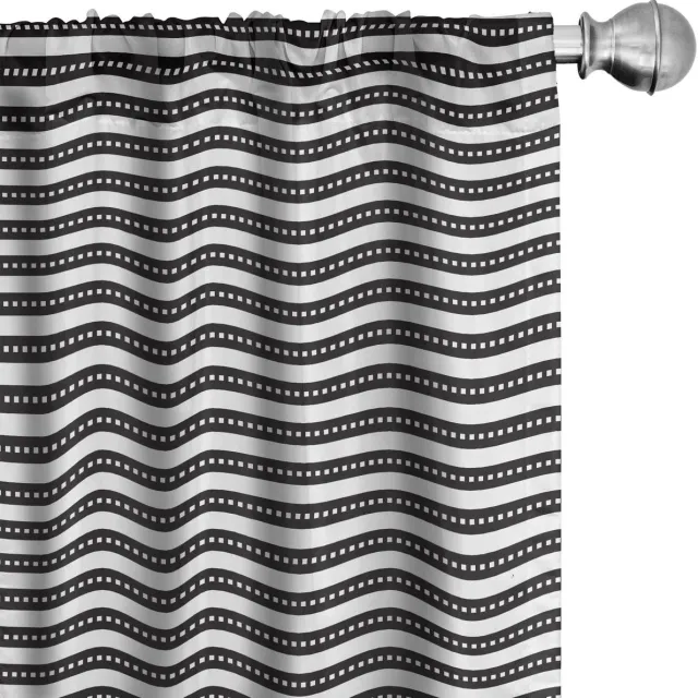 ABAKUHAUS Gestreepte gordijnen – 2x75x175 cm – microvezel, halfdonker Zwart en wit