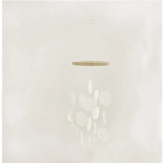 Cosensi Windgong Capiz schelpen parelmoer decoratie raamversiering hangend ornament wit-kort voor ramen, muur, kamer, terras en balkon