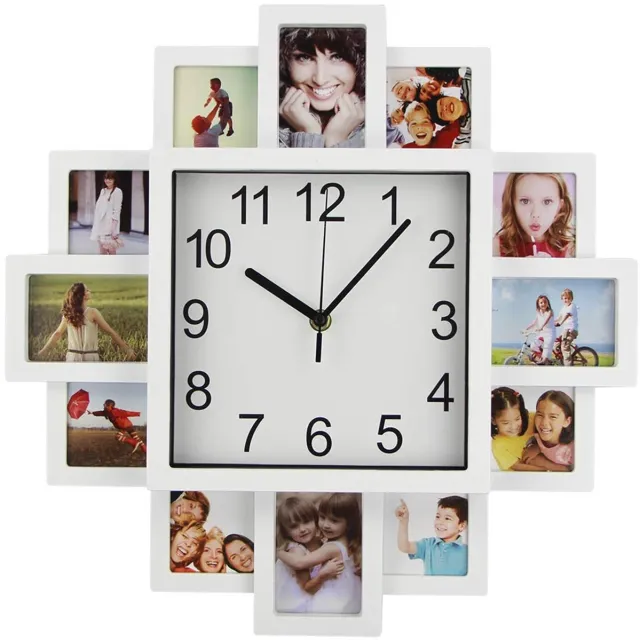 Timelike® Tijdachtige DIY-frameklok, DIY-wandklok, modern design DIY-fotolijstklok, plastic kunstfotoklok, unieke klok, woondecoratie - maak je eigen klok met meerdere foto's