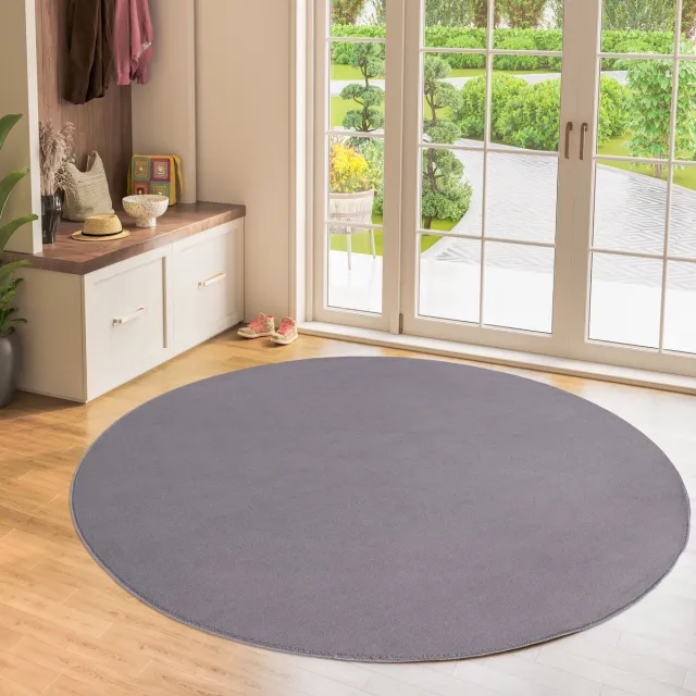 Muratap Relax Samba Rond - Wasbaar Effen Vloerkleed - Uni Tapijt - Grijs- 160 CM Ø