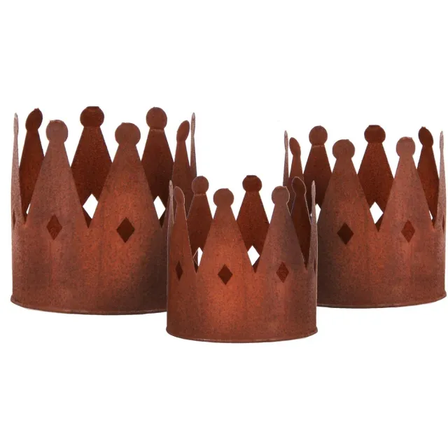 UNUS Tuinsteker kroon roestlook set van 3 17cm Bruin