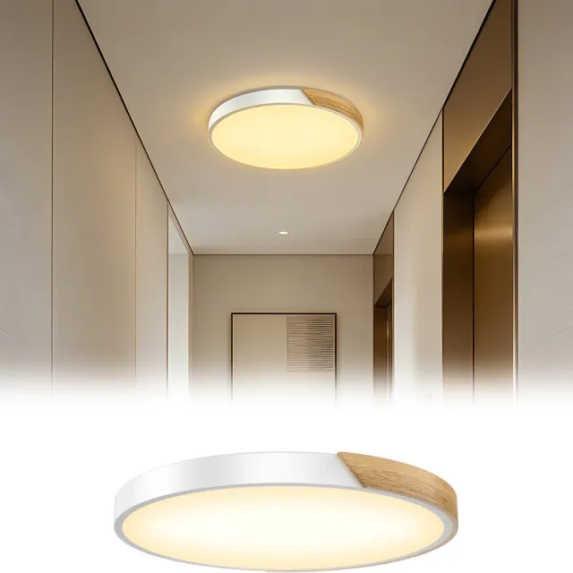 Aufun LED Plafondlamp Van Hout - 96W - Dimbaar 2800-6500K - Moderne Keukenlamp Voor Woonkamer, Slaapkamer, Eetkamer, Gang, Kelder, Balkon - Wit - 60cm Wit 4