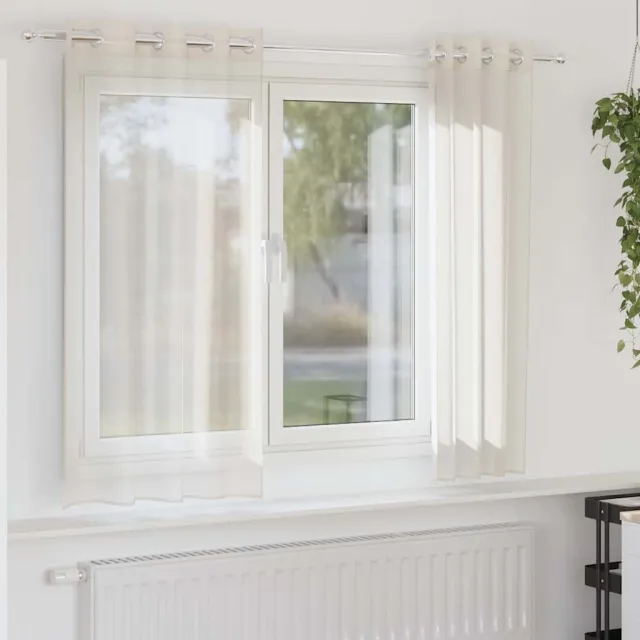 vidaXL Gordijnen voile met doorvoertules 2 st 140x175 cm crèmekleurig