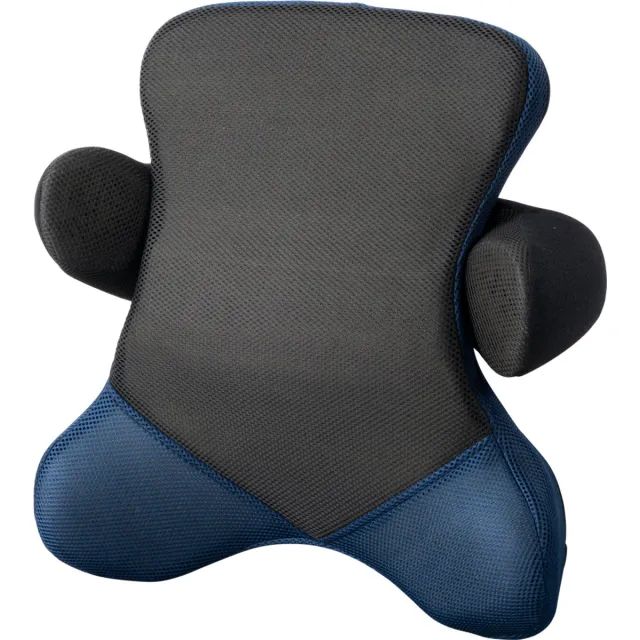 MultiMotion Lumbaalkussen deluxe - Met zijsteunen - Ergonomisch - 9 cm Zwart met blauw