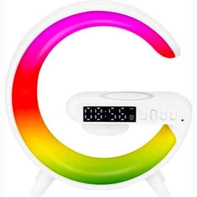MasterLED LED G-Shape RGB Bureaulamp met bluetooth speaker, klok en draadloos opladen - 155mm