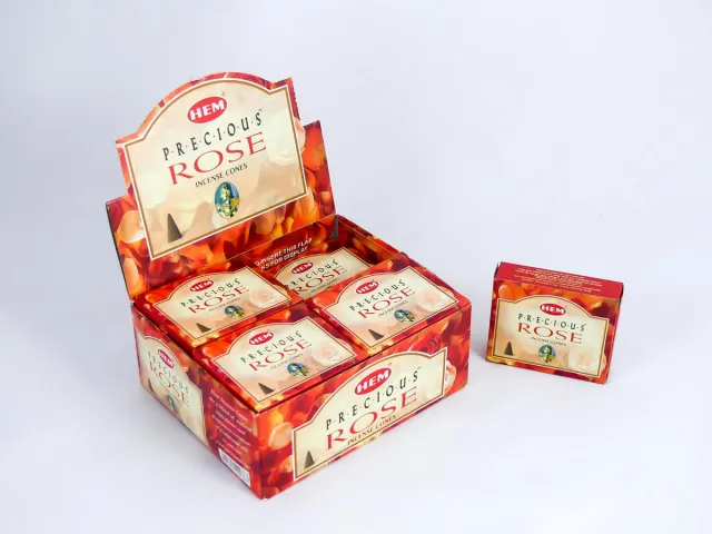 HEM Wierook Kegels / Cones - Rode Roos / Red Rose - Voordeelbox (12 Pakjes / 120 Kegels)