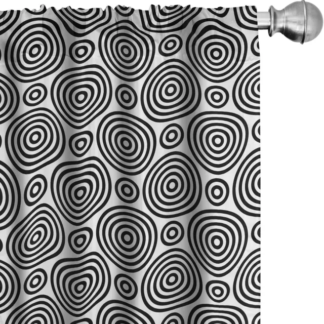 ABAKUHAUS Geometrische Gordijnen – 2x75x245 cm – Mikrofaser – Halfdonker – Zwart-Wit Zwart en wit