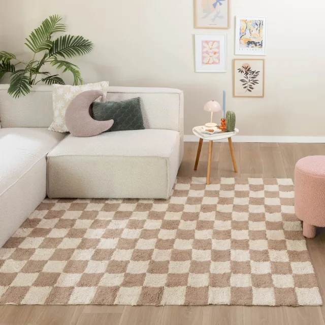 Fraai Retro vloerkleed - Gambit Beige/Wit - 120x170cm
