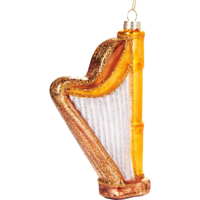 Brubaker Harp Gold - Handgeschilderde Glazen Kerstbal - Handgeblazen Kerstversiering - Grappige Kersthanger - Kerstboom Decoratie - 14 cm