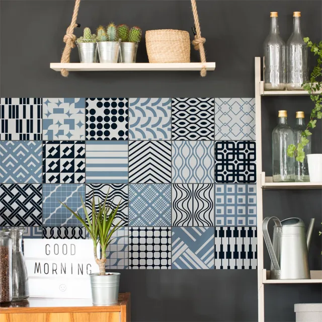 Ambiance Sticker Zelfklevende muurtegelstickers voor keuken en badkamer - 24 Scandinavische Kyiv tegelstickers - 24 stickers 10x10cm Multi color