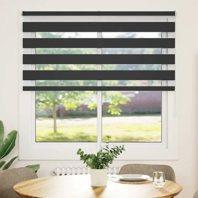 vidaXL Zebra rolgordijn 140x100 cm stofbreedte 135,9 cm zwart