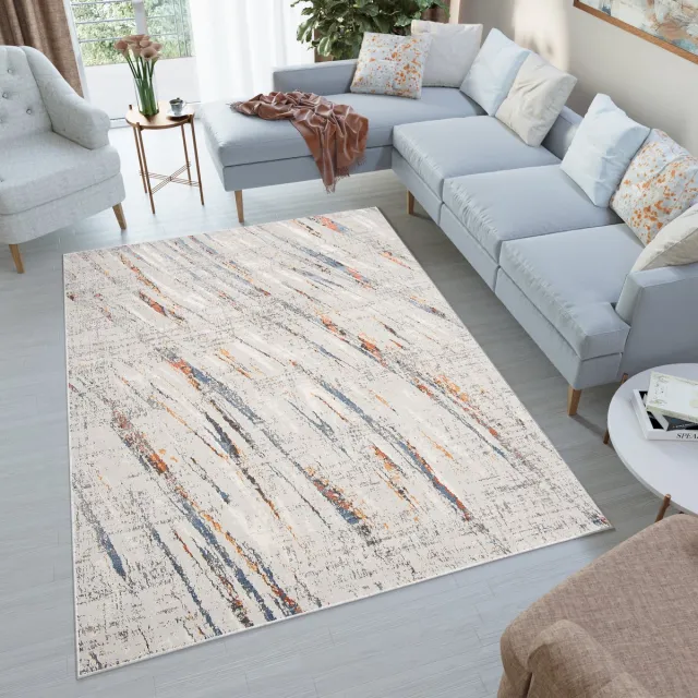 Tapiso Venezia Vloerkleed Abstract Woonkamer Tapijten Beige Oranje