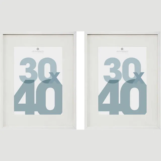 Atmosphera Fotolijstje Manu - 2x - met passe partout - voor een foto van 30 x 40 cm - wit - MDF/Glas - Klassieker