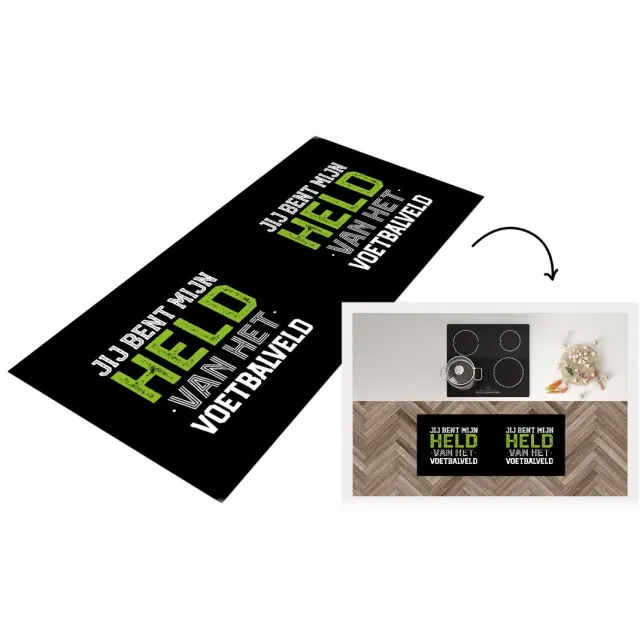 KitchenYeah Keukenloper - Loper keuken - Jij bent mijn held van het voetbalveld - Spreuken - Quotes - Voetbal - Keukenloper vinyl Multicolor