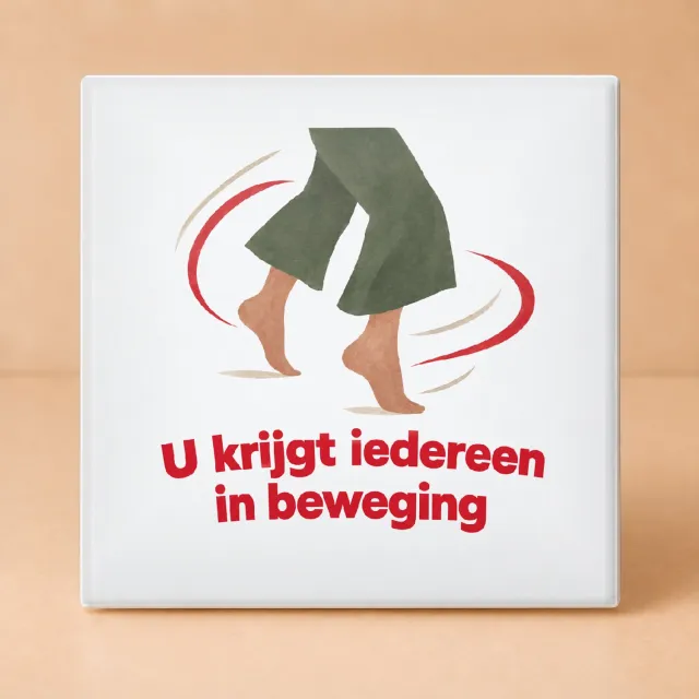 Bedruk King Rustige gouache "De meester als klas-DJ" Tegel – Sfeervolle decoratie voor leraren en onderwijs professionals - 15 x 15 cm Wit
