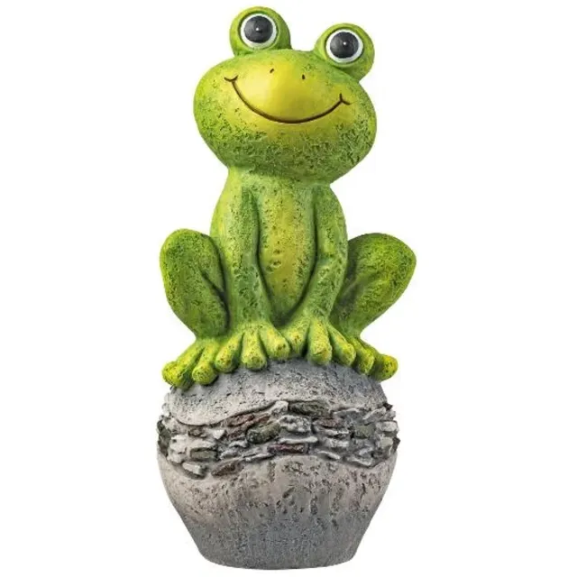 livarno Home Tuinbeeld Kikker op bal - ca. 12,8 x 12 x 27 cm groen