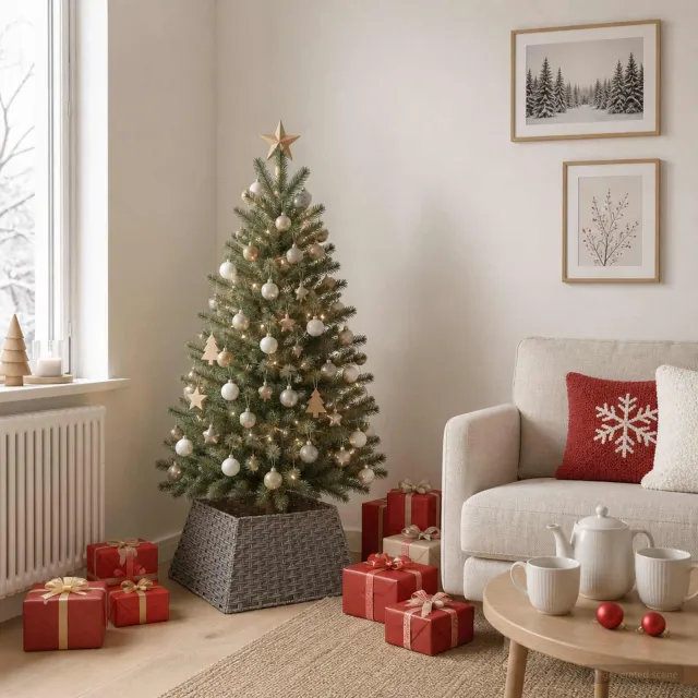 vidaXL Kerstboomkraag Vierkant Grijs 50 x 50 x 25 cm poly rattan
