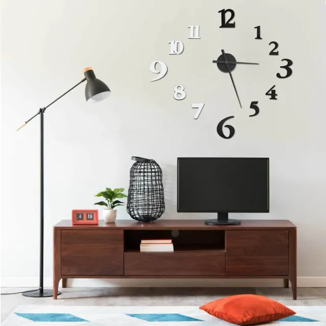 vidaXL 3D-wandklok modern XXL 100 cm zwart en wit, foto 2