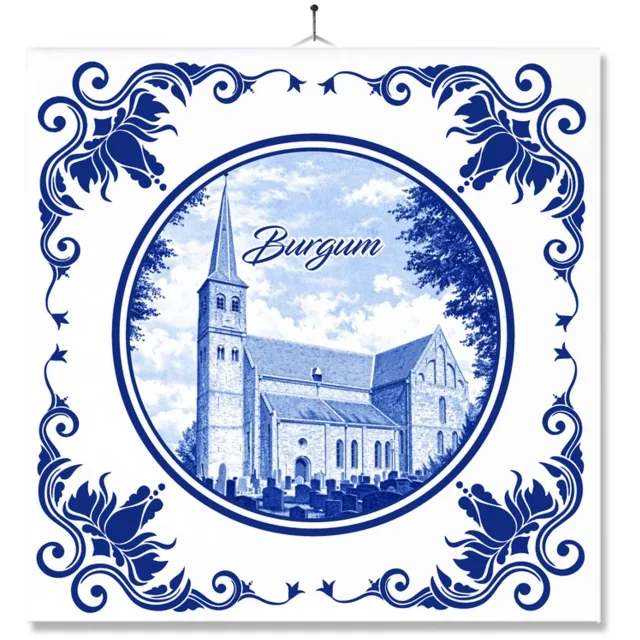 MC Living Tegel Met Opdruk | Burgum | Delft Blauw | Cadeau | Inclusief Geschenkdoos | Standaard | Ophangsysteem Multi-Color