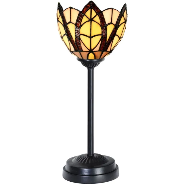 Coloured by Art Tiffany slanke tafellamp zwart met Flow Souplesse Small - Art Deco Trade Bruin