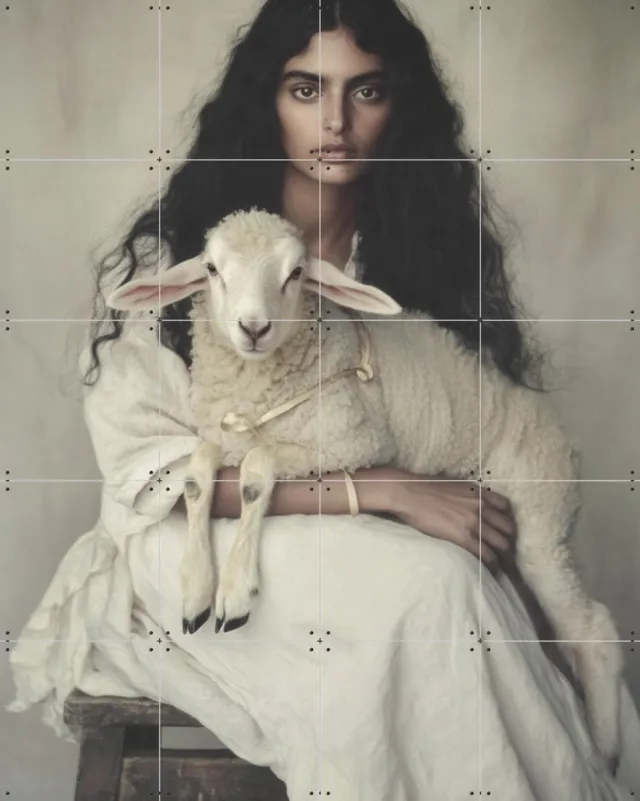 IXXI Demi, STUDIO HANNAH LEMHOLT - 80 x 100 cm - Grote wanddecoratie en posters - Naturalisme, Fotografie, Woonkamer, Slaapkamer, Liefde, Dieren Beige