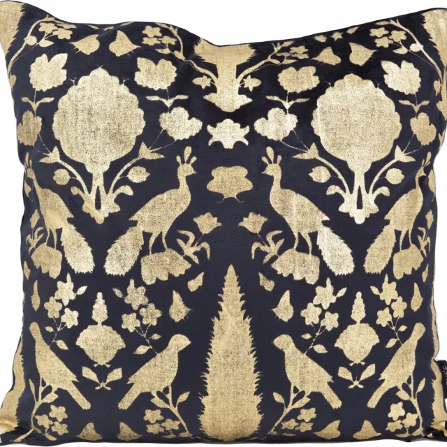 NOVÉE Damask Black/Gold Kussenhoes | Velvet/Viscose | 45 x 45 cm Zwart