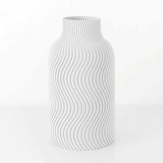 Fleuriek Vaas - Wit - H40cm - Japandi - Wavy patroon vaas - Design vaas van bio kunststof - Tafeldecoratie
