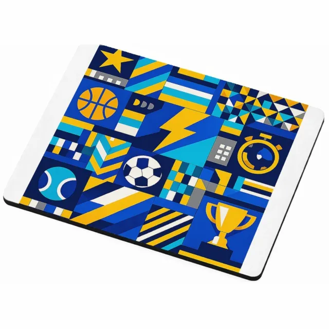 Mr Cadeautjes MDF magnetische fotolijst 9 x 7 - design Een sportieve patchworkprint met kleine iconische vormen zoa | cadeau Wit