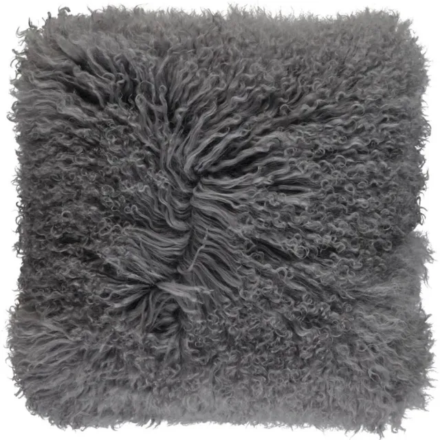 Sheepskin House Curly Schapenvacht Kussen - Dubbelzijdig - 40x40 cm steel