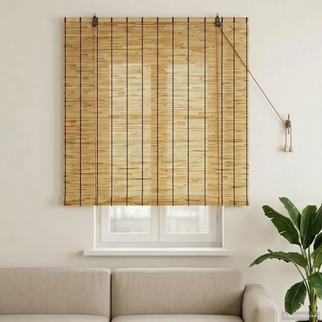 vidaXL Rolgordijn Naturel 120 x 160 cm Riet Bruin
