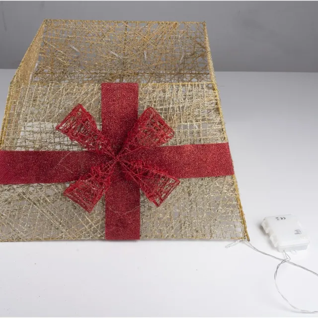 Grundig Kerstboomrok Cadeau - Kerstboommand met Kerstverlichting - 40x LED Lampjes - Kerstboomhuls Opvouwbaar - Kerstboom Standaard 45 x 45 x 27,5 cm - Kerstboomvoet - Rood Bruin