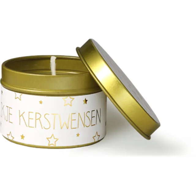 My Flame Lifestyle Sojakaars XS - Een Blikje Kerstwensen wit 60 x 40 mm
