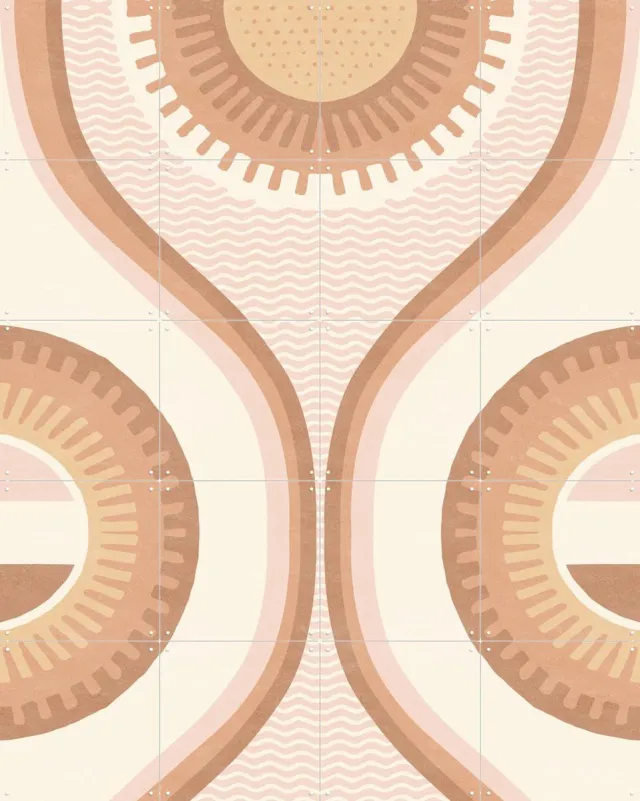 IXXI Groovy Retro Curves, Bloomery Decor - 80 x 100 cm - Grote wanddecoratie en posters - Vintage Beige