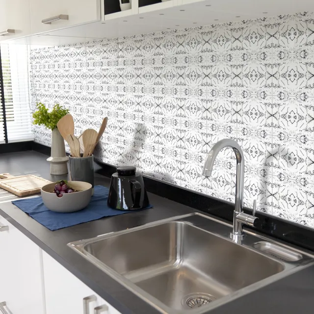 Ambiance Sticker Zelfklevende tegelmuurstickers voor keuken en badkamer - 30 grijze tegelstickers met marmerlook - 30 stickers 10x10cm Multi color