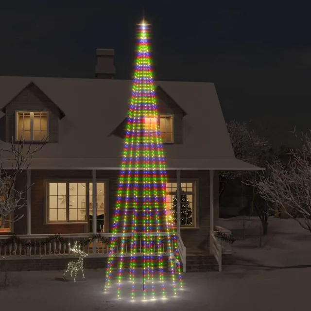 vidaXL Vlaggenmast kerstboom 1134 LED's meerkleurig 800 cm
