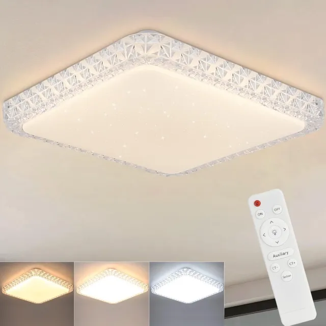 Glitzerlife Plafondlamp Plafondverlichting - Sterrenhemel Design - Dimbare LED Kristal Lamp - CCT Met Afstandsbediening - Metaal En Kunststof - Ø30 Cm - Wit