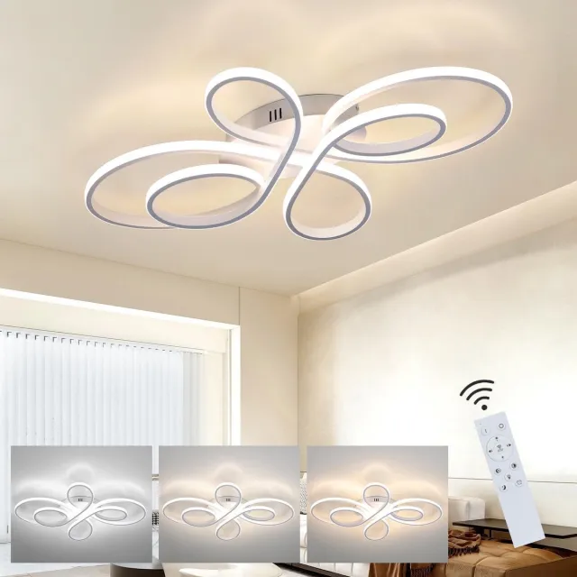 NETTLIFE LED Plafondlamp - wit - CCT Dimbaar - woonkamerlamp 80cm - 78W - moderne slaapkamerlamp met afstandsbediening - voor eetkamer | kantoor | keuken