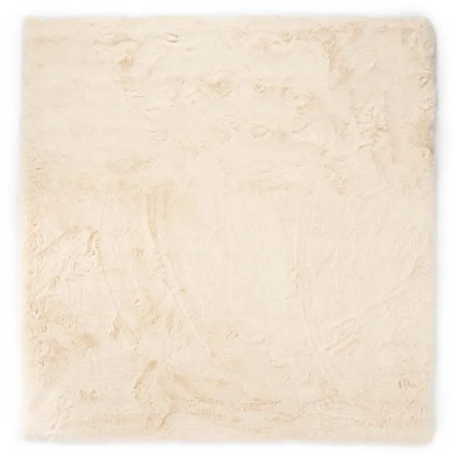Tapeso Vierkant hoogpolig vloerkleed - Comfy Plus crème 130x130