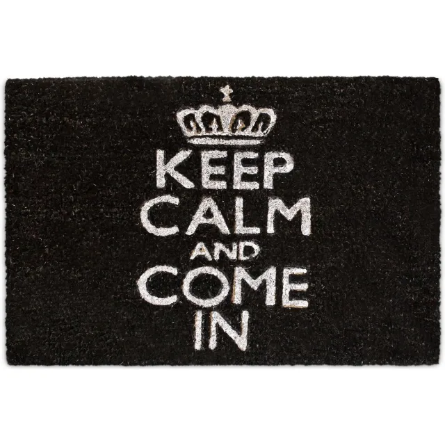 Relaxdays deurmat kokos - KEEP CALM - antislip - 40 x 60 cm - binnen - buiten - zwart