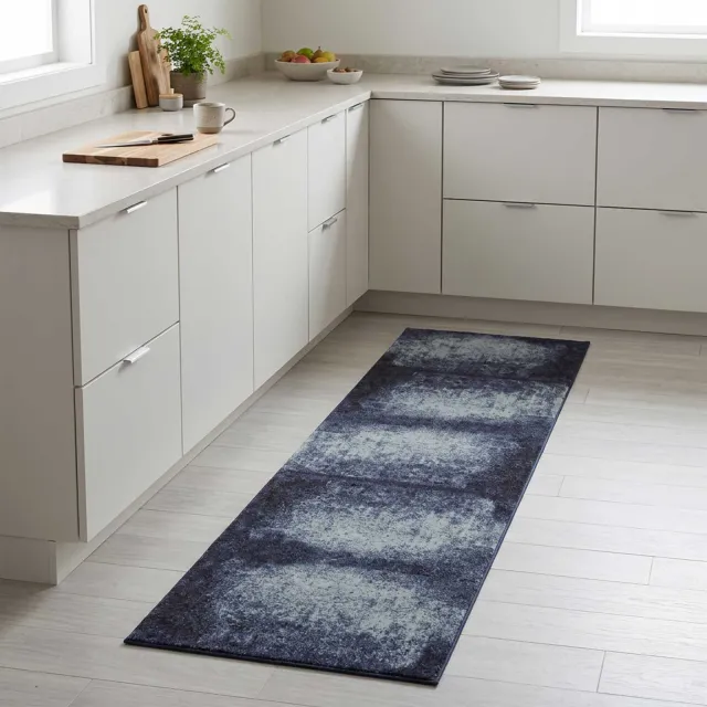 vidaXL Keuken Vloerkleed Blauwe Schaduw 300 x 60 cm 100% Polyamide