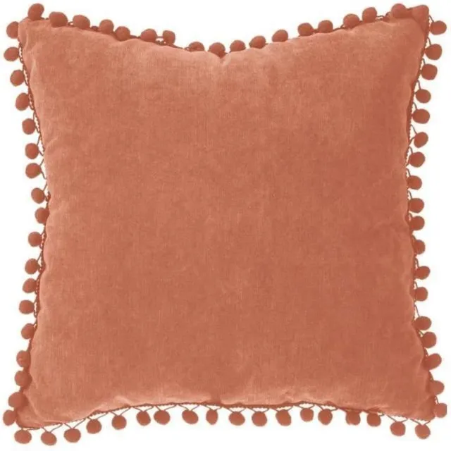 Atmosphera Créateur d'intérieur® SIERKUSSEN VELVET - POMPON- Kussens woonkamer - Terracotta - 40X40 CM