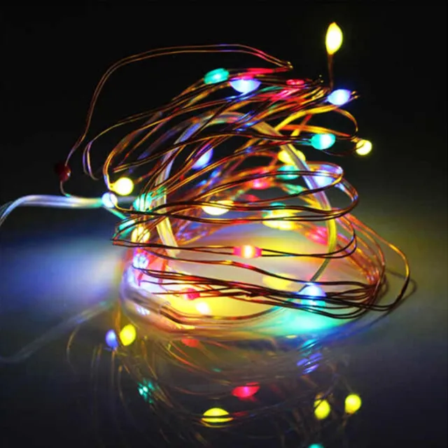KIMU Led Lampjes Snoer - Rood Geel Groen Blauw 5 meter Lichtsnoer - Kerstverlichting Verlichting Kleding Lichtjes Ledlampjes Streng Multicolor CR2032 Halloween