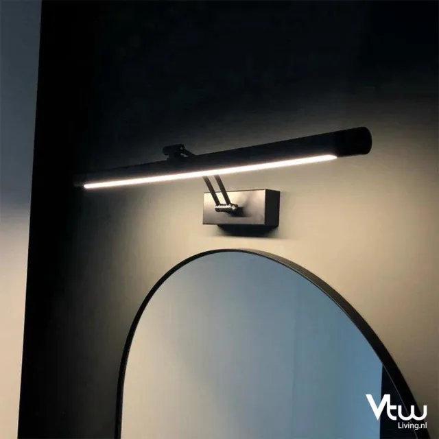 Vtw Living Spiegellamp Badkamer - Spiegelverlichting Badkamer - Spiegellampen - Badkamerverlichting - Lamp Spiegel - LED - Mat Zwart - 55 cm