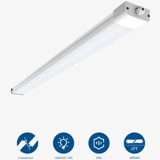 ANTENLICHT LED Batten - 60cm 18W 1980lm 4000K Warm wit licht - IP65 Waterdichte LED TL Armatuur - flikkervrij - Doorkoppelbaar - Verlichting voor Werkplaats & Kelder Neutraal wit