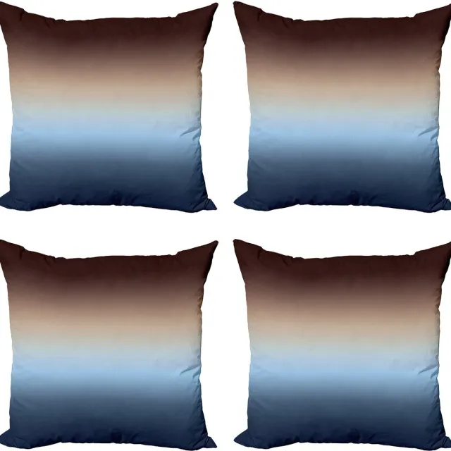 ABAKUHAUS Ombre Sierkussen Kussenhoes 4er Set, Stufenweise Farbe ändern Modern, Modern Accent Dubbelzijdige Digitale Print, 40 x 40 cm, Blauw Bruin